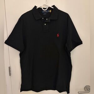 Ralph Lauren Men's Black Polo Shirt with Red Logo